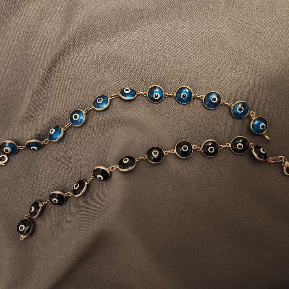 Blue and Black Elegant Necklace with Silver Chain